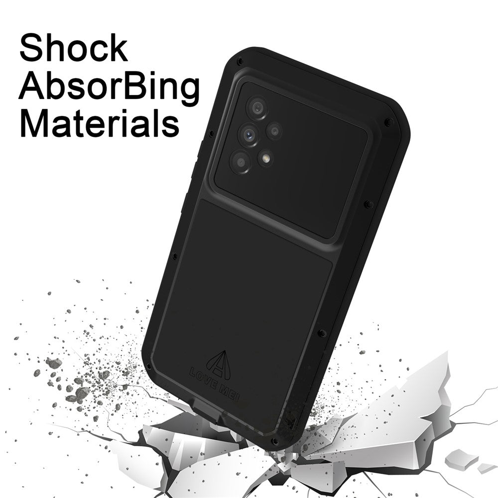 LOVE MEI Metall + Silikon Hybridskal med Härdat Glasfilm för Samsung Galaxy A53 5G Dammtätt mobilskal