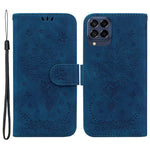 For Samsung Galaxy M33 5G (Global Version) Anti-scratch Phone Cover Imprinting Roses Butterflies Pattern Shockproof Leather Phone Case Wallet Stand