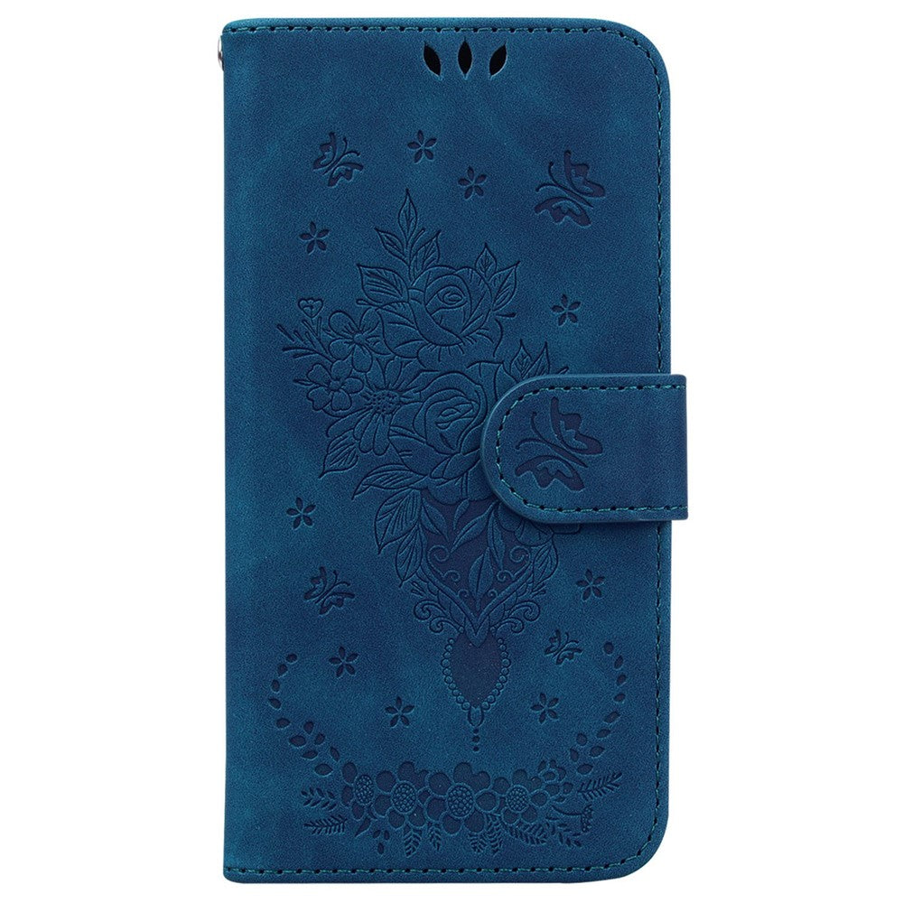For Samsung Galaxy A03 Core Anti-Scratch Full Protection Cover Imprinting Roses Butterflies Pattern Shockproof Leather Case Wallet Stand with Strap
