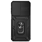 for Samsung Galaxy M33 5G (Global Version) Ring Kickstand Phone Case Anti-fall Protection Hard PC + TPU Shell with Slide Camera Protection Cover