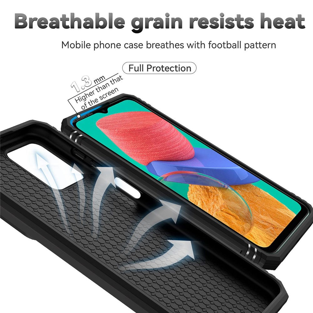 for Samsung Galaxy M33 5G (Global Version) Ring Kickstand Phone Case Anti-fall Protection Hard PC + TPU Shell with Slide Camera Protection Cover