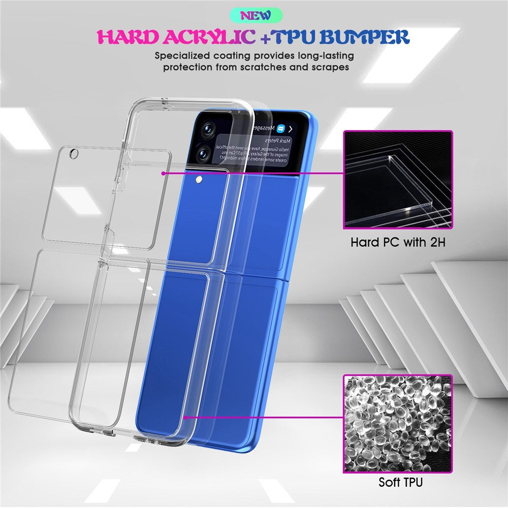 For Samsung Galaxy Z Flip4 5G Crystal Clear Case Hard PC Back Soft TPU Bumper Edge Anti-Scratch Cover