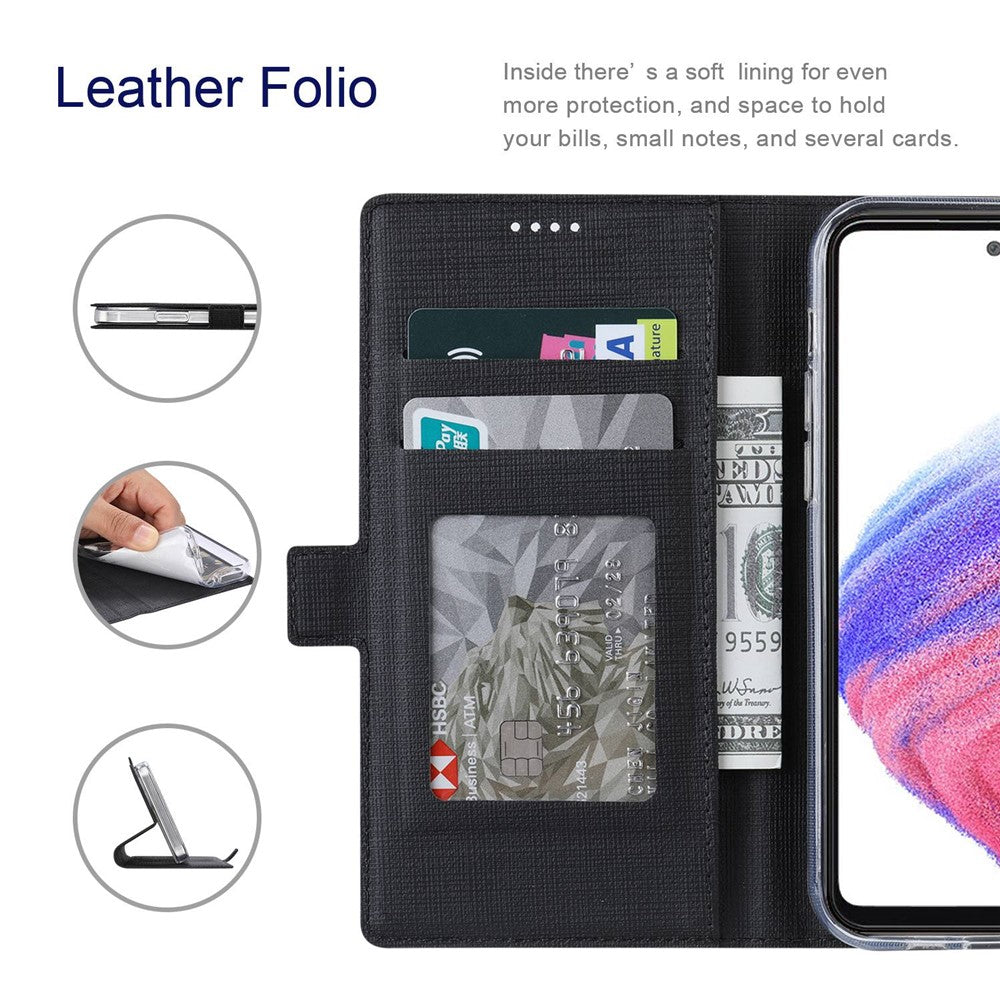 VILI K Series Stand Wallet Leather Case for Samsung Galaxy A53 5G, Double Magnetic Clasp Phone Cover