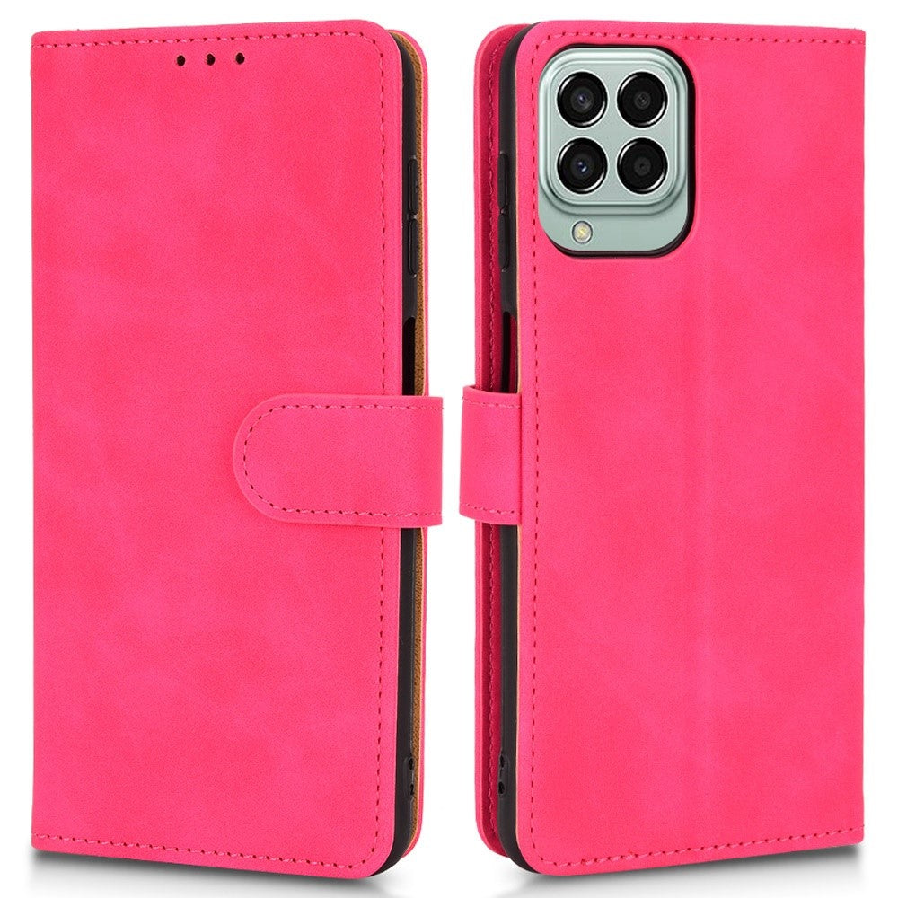 For Samsung Galaxy M33 5G (Global Version) PU Leather Wallet Case Stand Magnetic Closure Skin-touch Feeling Shockproof Flip Cover