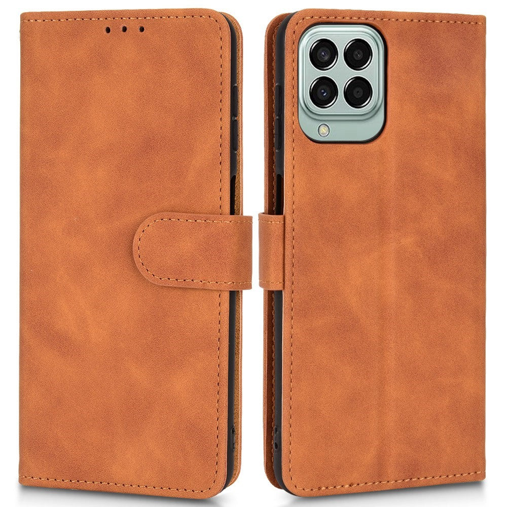 For Samsung Galaxy M33 5G (Global Version) PU Leather Wallet Case Stand Magnetic Closure Skin-touch Feeling Shockproof Flip Cover