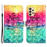 Til Samsung Galaxy A13 4G læderetui 3D-mønsterprint pung stander mobilcover med rem