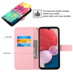 Til Samsung Galaxy A13 4G læderetui 3D-mønsterprint pung stander mobilcover med rem