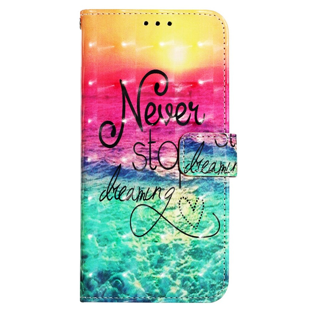 Til Samsung Galaxy A13 4G læderetui 3D-mønsterprint pung stander mobilcover med rem