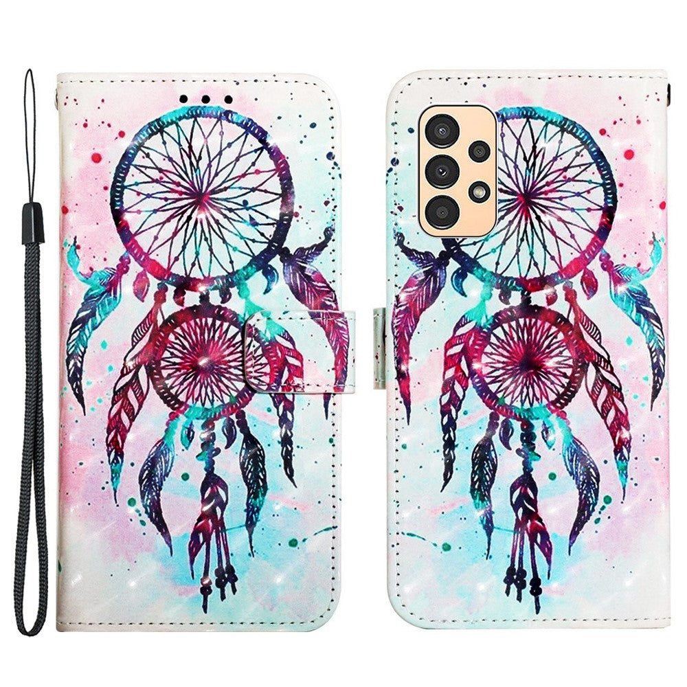 Til Samsung Galaxy A13 4G læderetui 3D-mønsterprint pung stander mobilcover med rem