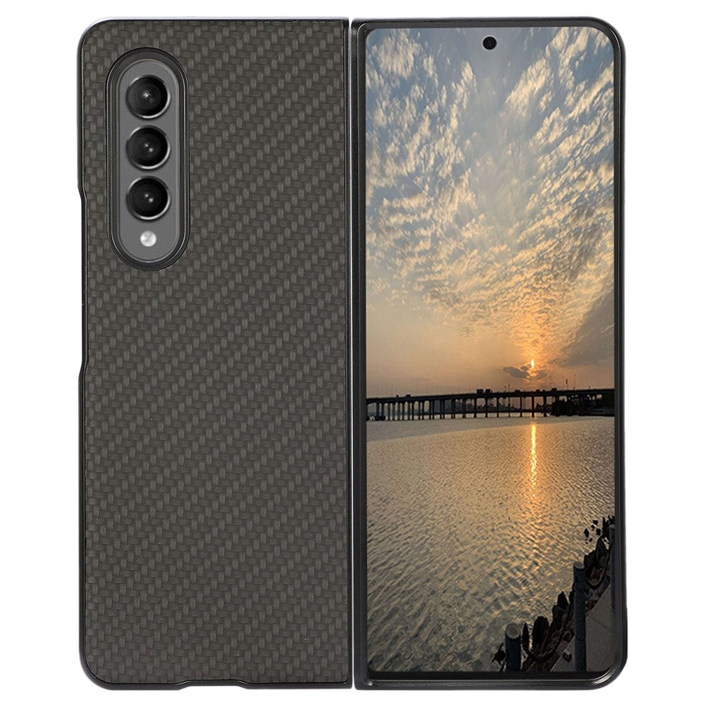 Til Samsung Galaxy Z Fold4 5G Anti-drop Telefoncover Kulfibertekstur Cover PU Læderbelagt PC Mobiltelefon Beskyttelsescover
