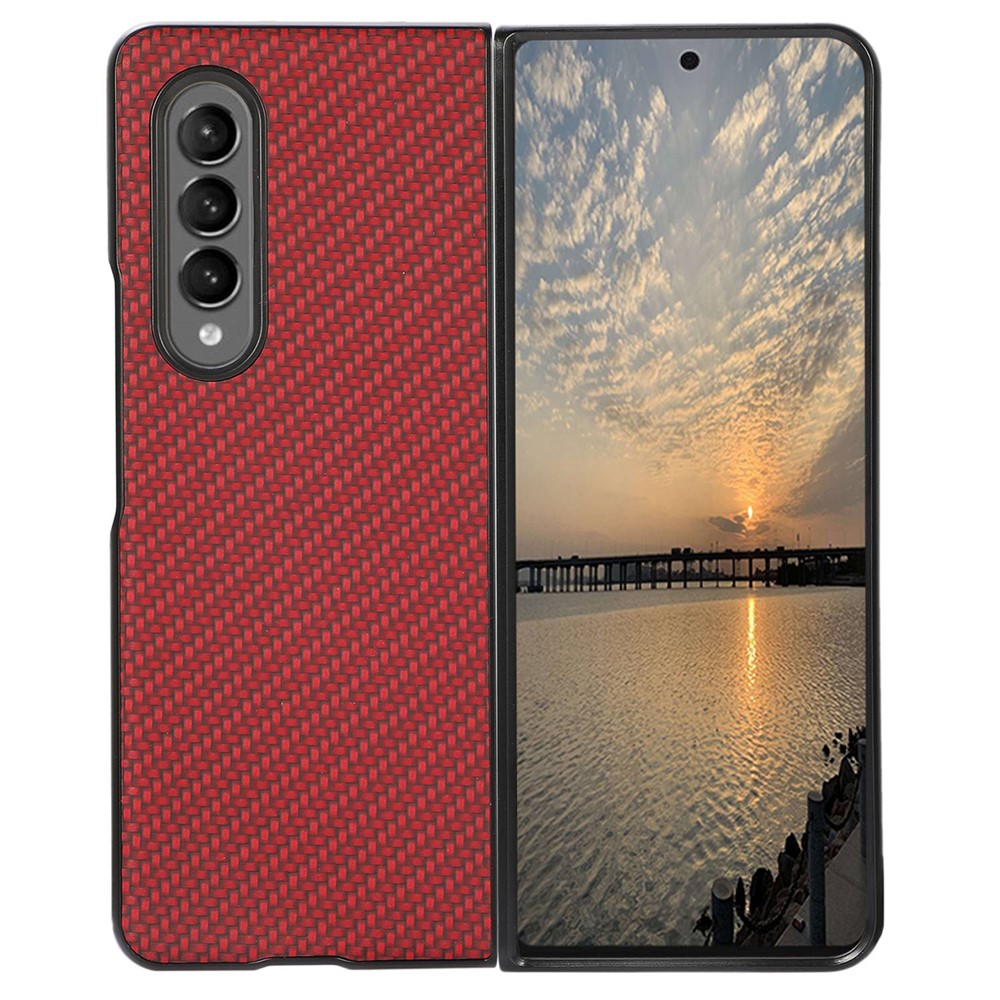 Til Samsung Galaxy Z Fold4 5G Anti-drop Telefoncover Kulfibertekstur Cover PU Læderbelagt PC Mobiltelefon Beskyttelsescover