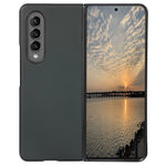 For Samsung Galaxy Z Fold4 5G Textured Genuine Leather Coating Back Cover Soft TPU Bumper Hard PC Shock-Absorption Phone Case