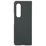For Samsung Galaxy Z Fold4 5G Textured Genuine Leather Coating Back Cover Soft TPU Bumper Hard PC Shock-Absorption Phone Case