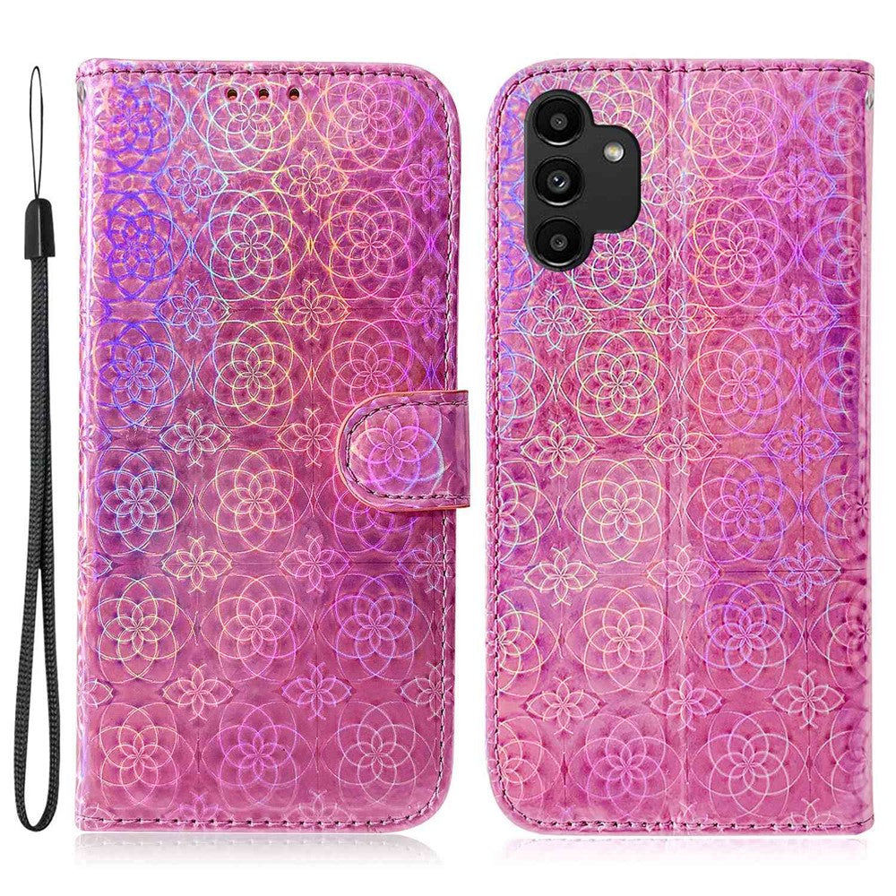 Til Samsung Galaxy A13 4G PU-læder Stødsikkert cover Blændende Blomstermønster Etui med Standpung