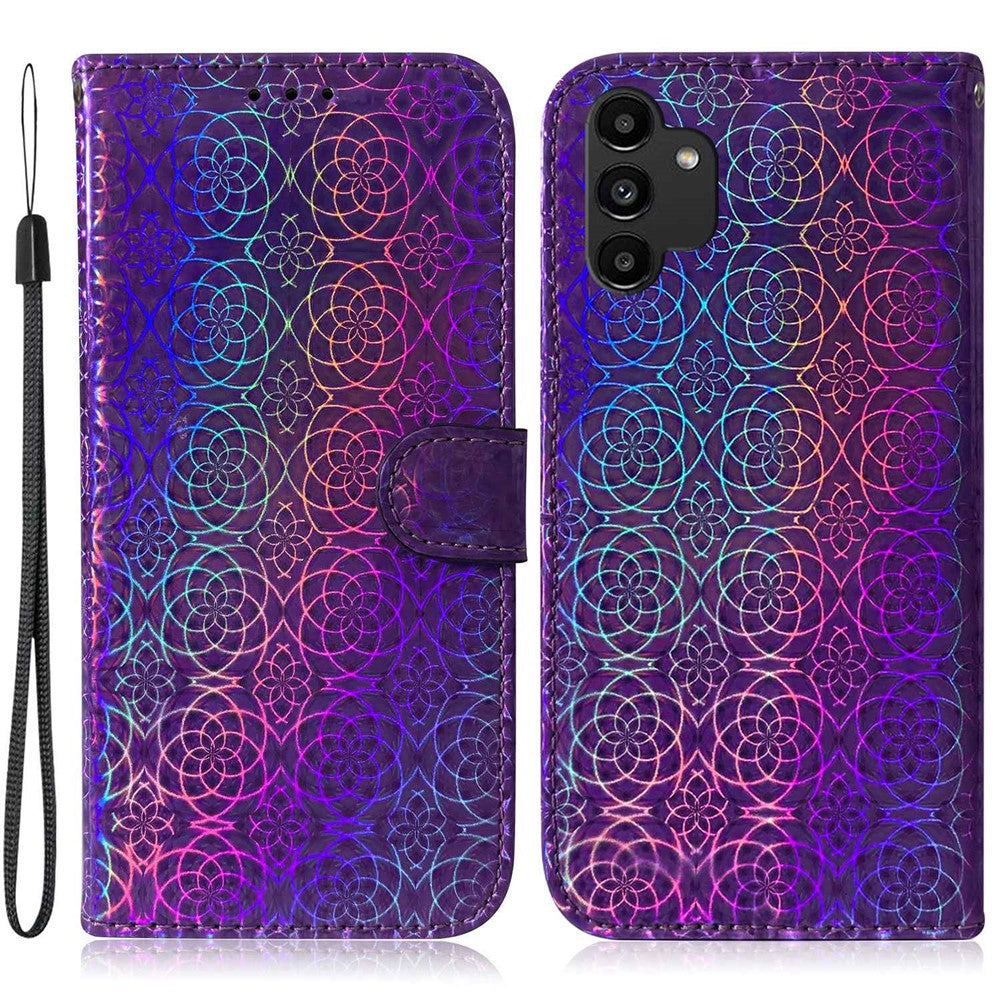Til Samsung Galaxy A13 4G PU-læder Stødsikkert cover Blændende Blomstermønster Etui med Standpung