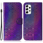 For Samsung Galaxy A33 5G Dazzling Flower Pattern Phone Cover Stand Wallet PU Leather + TPU All-round Protection Case