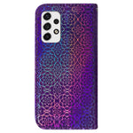 For Samsung Galaxy A33 5G Dazzling Flower Pattern Phone Cover Stand Wallet PU Leather + TPU All-round Protection Case