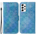 For Samsung Galaxy A33 5G Dazzling Flower Pattern Phone Cover Stand Wallet PU Leather + TPU All-round Protection Case