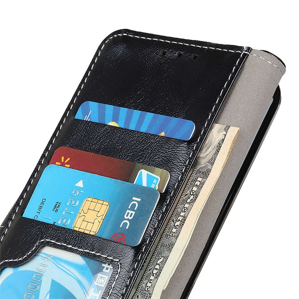 Phone Flip Leather Case for Samsung Galaxy Xcover 6 Pro Crazy Horse Texture Full Covering Phone Case Wallet Stand