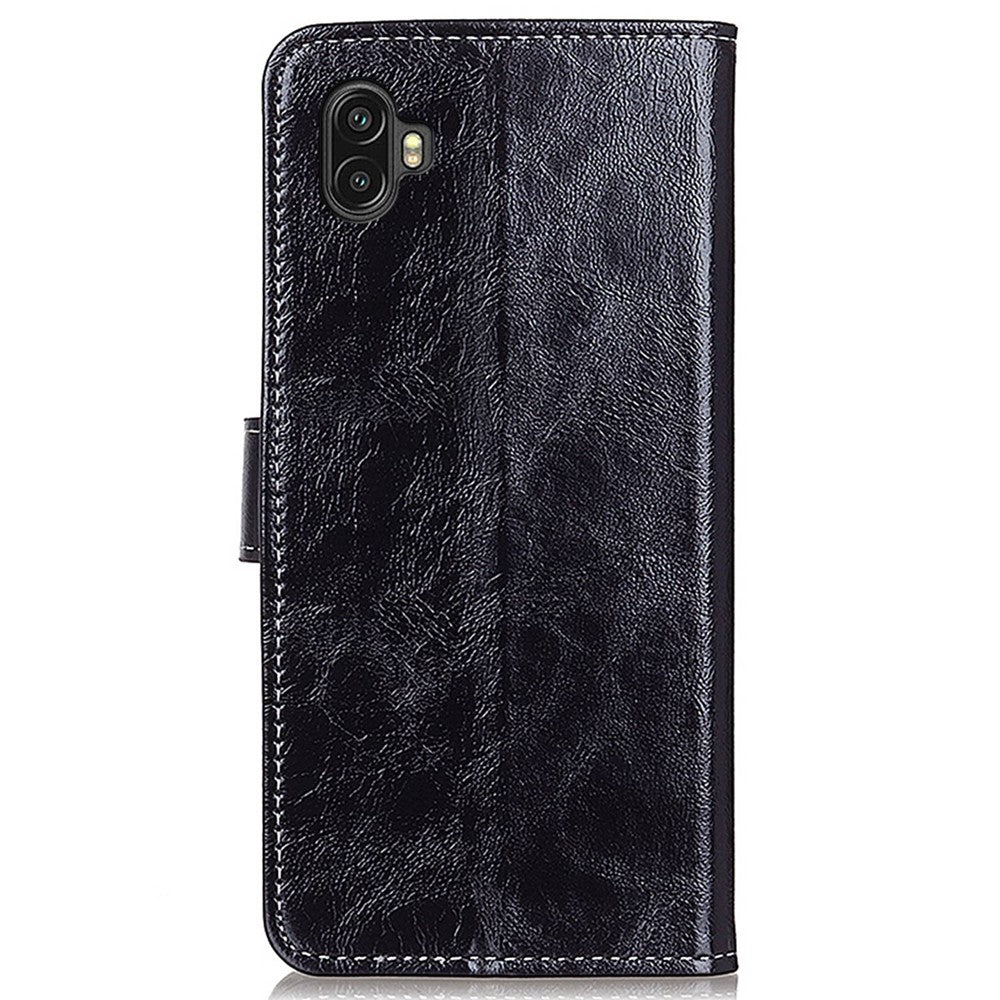 Phone Flip Leather Case for Samsung Galaxy Xcover 6 Pro Crazy Horse Texture Full Covering Phone Case Wallet Stand