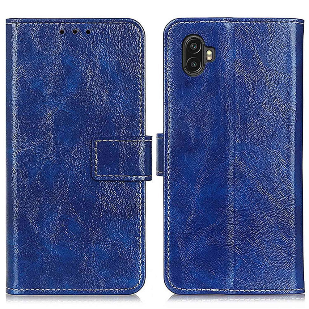 Phone Flip Leather Case for Samsung Galaxy Xcover 6 Pro Crazy Horse Texture Full Covering Phone Case Wallet Stand