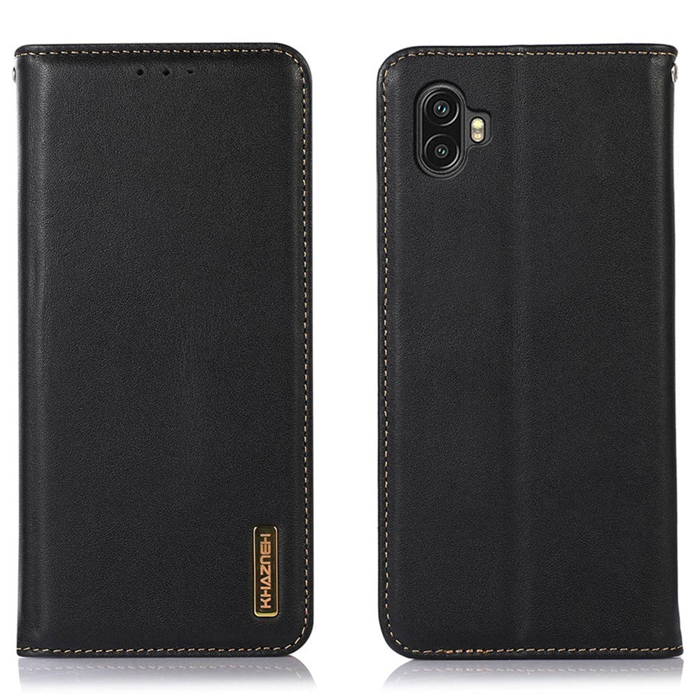 KHAZNEH Til Samsung Galaxy Xcover 6 Pro Nappa Tekstur Ægte Koskind Læder Pung Telefoncover Automatisk Lukkende Magnetisk Støttefod Cover