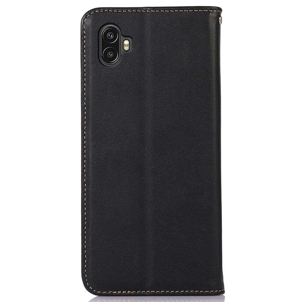 KHAZNEH Til Samsung Galaxy Xcover 6 Pro Nappa Tekstur Ægte Koskind Læder Pung Telefoncover Automatisk Lukkende Magnetisk Støttefod Cover