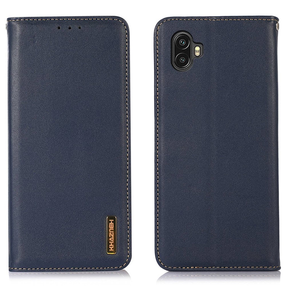 KHAZNEH Til Samsung Galaxy Xcover 6 Pro Nappa Tekstur Ægte Koskind Læder Pung Telefoncover Automatisk Lukkende Magnetisk Støttefod Cover