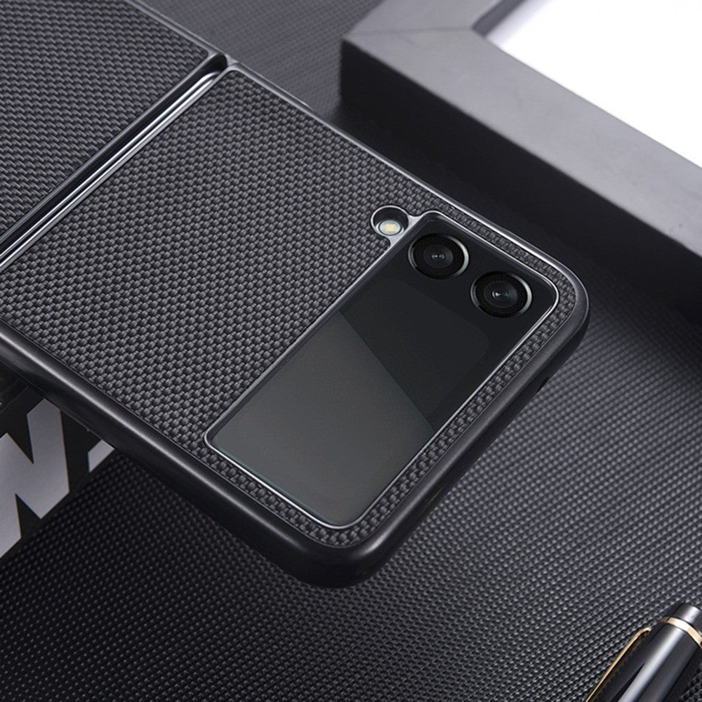 For Samsung Galaxy Z Flip4 5G Nylon Texture Anti-scratch PU Leather Coated PC Protective Phone Case