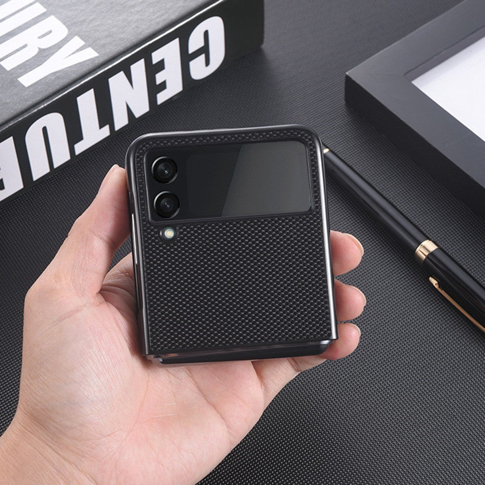 For Samsung Galaxy Z Flip4 5G Nylon Texture Anti-scratch PU Leather Coated PC Protective Phone Case