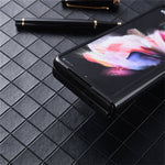For Samsung Galaxy Z Fold4 5G Scratch-resistant Textured PU Leather Coated PC Anti-fall Cell Phone Case