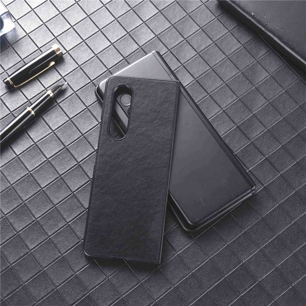 For Samsung Galaxy Z Fold4 5G Scratch-resistant Textured PU Leather Coated PC Anti-fall Cell Phone Case