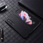 For Samsung Galaxy Z Fold4 5G Scratch-resistant Textured PU Leather Coated PC Anti-fall Cell Phone Case