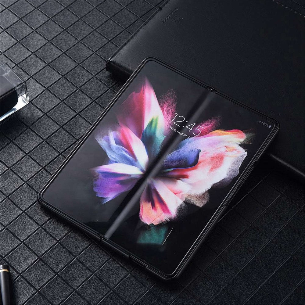 For Samsung Galaxy Z Fold4 5G Scratch-resistant Textured PU Leather Coated PC Anti-fall Cell Phone Case