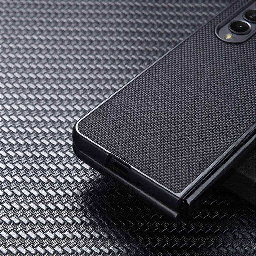 For Samsung Galaxy Z Fold4 5G Wear-resistant Nylon Texture PU Leather Coated PC Well-protected Phone Case