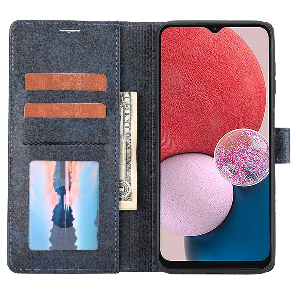 Til Samsung Galaxy A13 4G ridsefast læderetui med kortholder, stativ og magnetisk lukkemekanisme