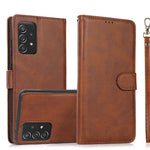 For Samsung Galaxy A33 5G Detachable 2-in-1 PU Leather Stand Wallet Phone Case with Wrist Strap