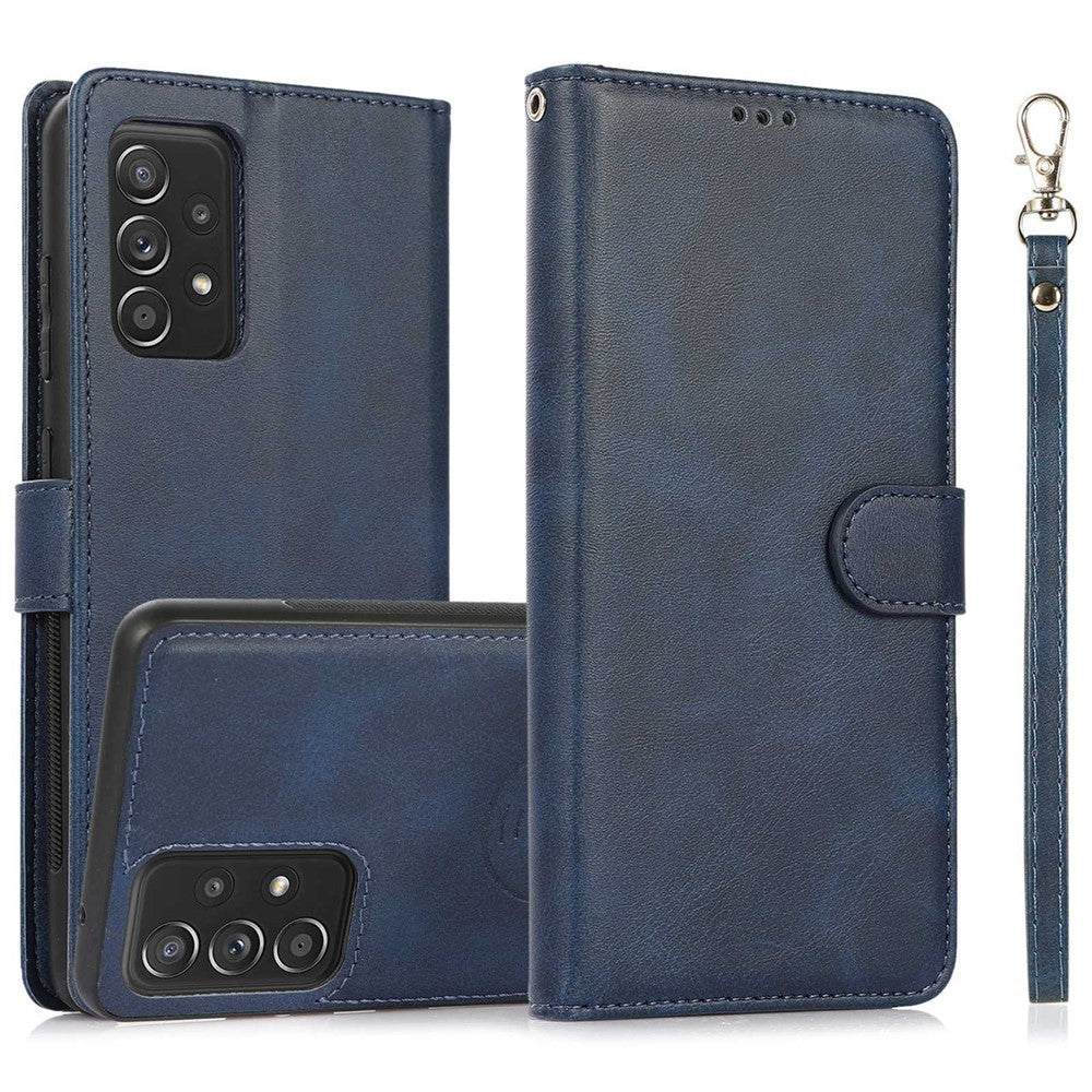 For Samsung Galaxy A33 5G Detachable 2-in-1 PU Leather Stand Wallet Phone Case with Wrist Strap
