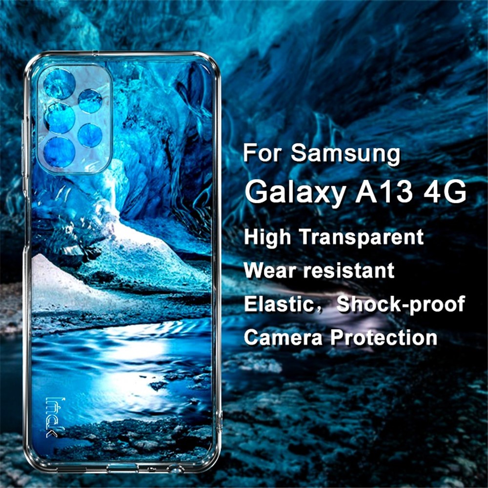 IMAK UX-5-serien til Samsung Galaxy A13 4G, fald- og stødabsorberende etui i blød TPU, gennemsigtig bagside med kamerabeskyttelse