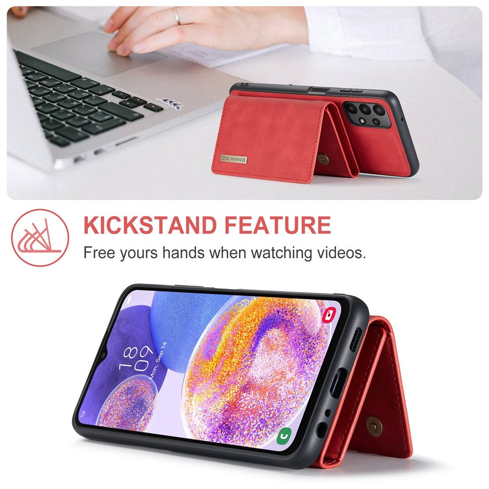 DG.MING M1 Series for Samsung Galaxy A23 5G (Global Version) / 4G Detachable 2-in-1 Wallet Style Wear-resistant Support Wireless Charging Cell Phone Case