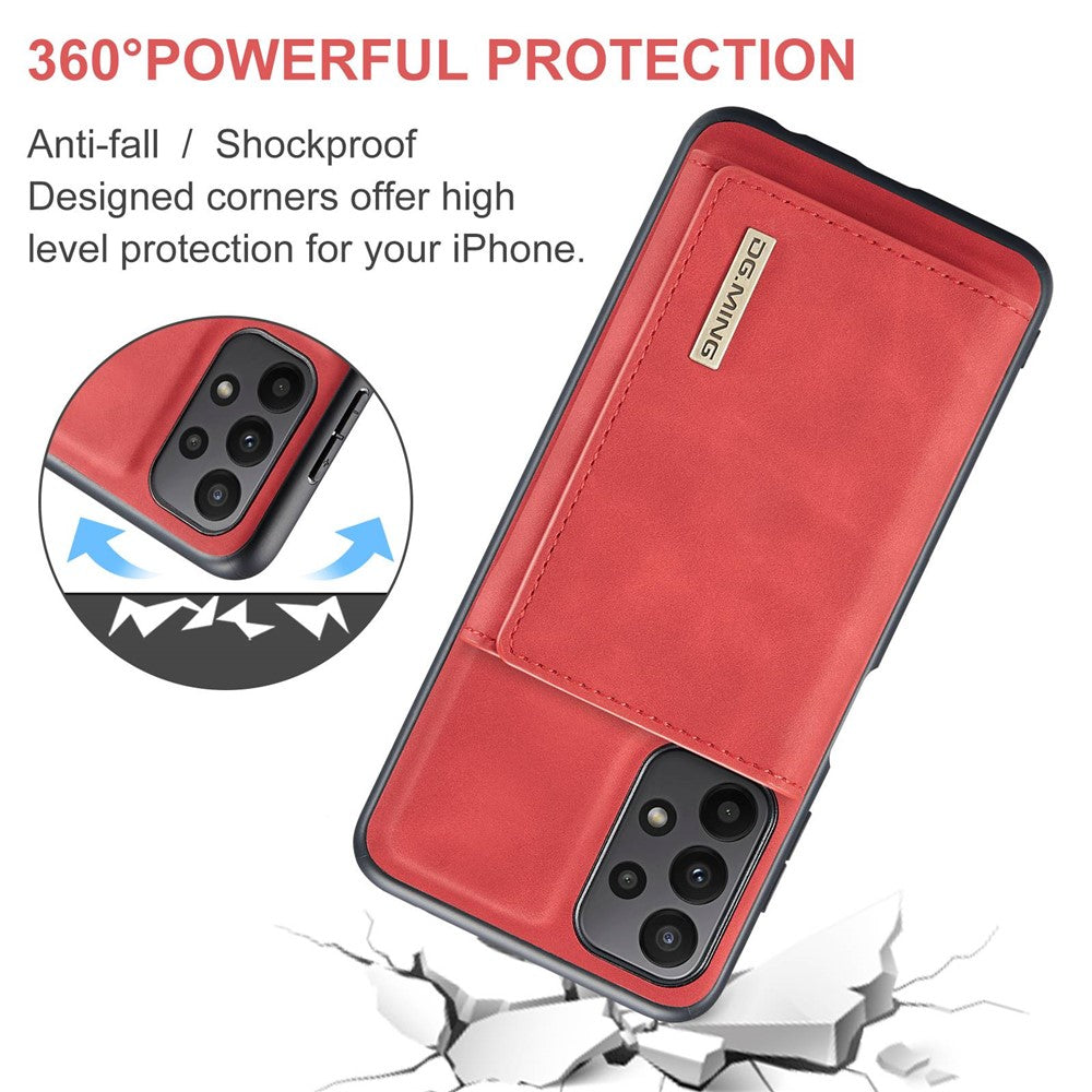 DG.MING M1 Series for Samsung Galaxy A23 5G (Global Version) / 4G Detachable 2-in-1 Wallet Style Wear-resistant Support Wireless Charging Cell Phone Case