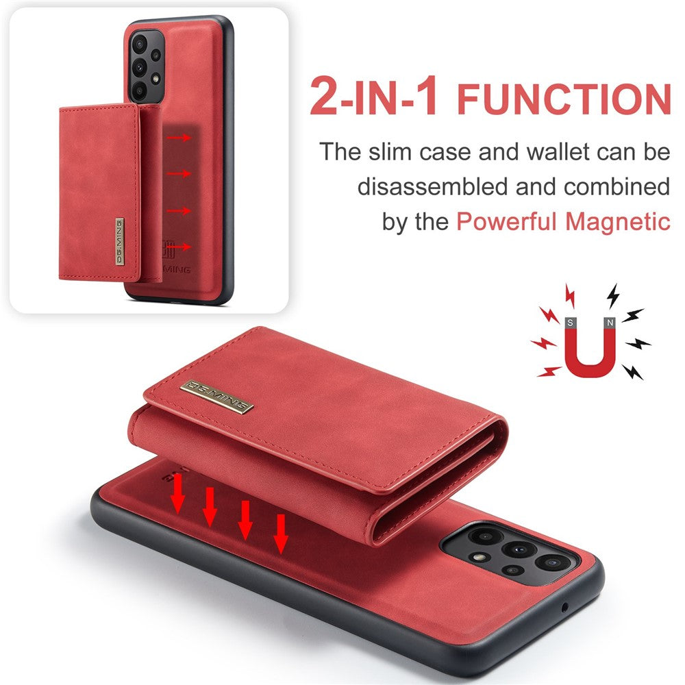 DG.MING M1 Series for Samsung Galaxy A23 5G (Global Version) / 4G Detachable 2-in-1 Wallet Style Wear-resistant Support Wireless Charging Cell Phone Case