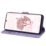For Samsung Galaxy A53 5G Drop-proof Wallet Case Cherry Blossom Cat Imprinted PU Leather Stand Anti-scratch Flip Cover with Strap