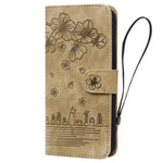 Til Samsung Galaxy A33 5G Anti-fald Fuld Dækning Telefon Pung Etui Kirsebærblomst Kat Imprægneret PU Læder Stativ Flip Cover med Strop