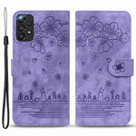 Til Samsung Galaxy A33 5G Anti-fald Fuld Dækning Telefon Pung Etui Kirsebærblomst Kat Imprægneret PU Læder Stativ Flip Cover med Strop