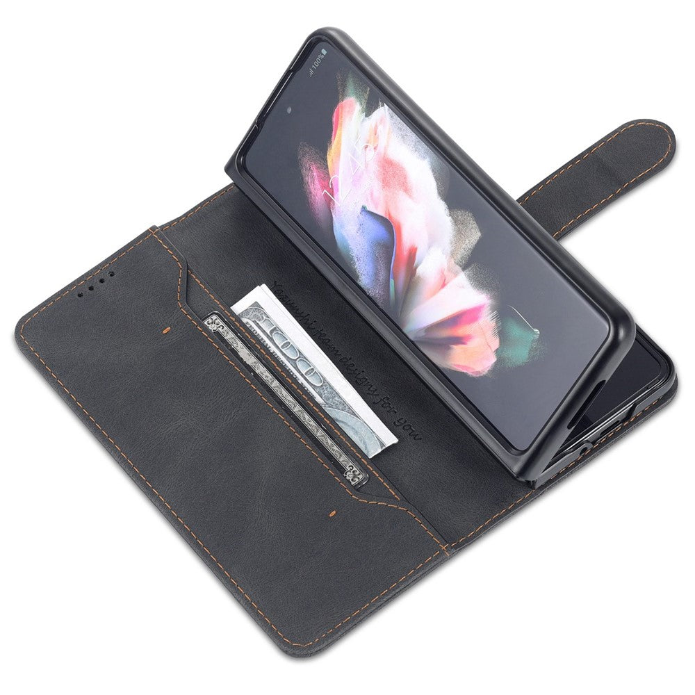 AZNS For Samsung Galaxy Z Fold4 5G PU Leather Wallet Case Magnetic Closure Stand Flip Protective Phone Cover