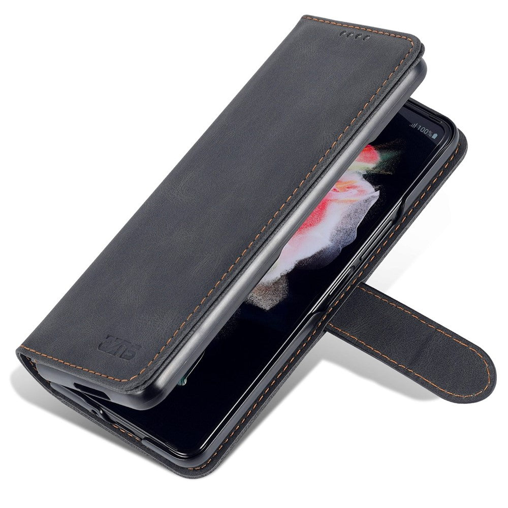 AZNS For Samsung Galaxy Z Fold4 5G PU Leather Wallet Case Magnetic Closure Stand Flip Protective Phone Cover