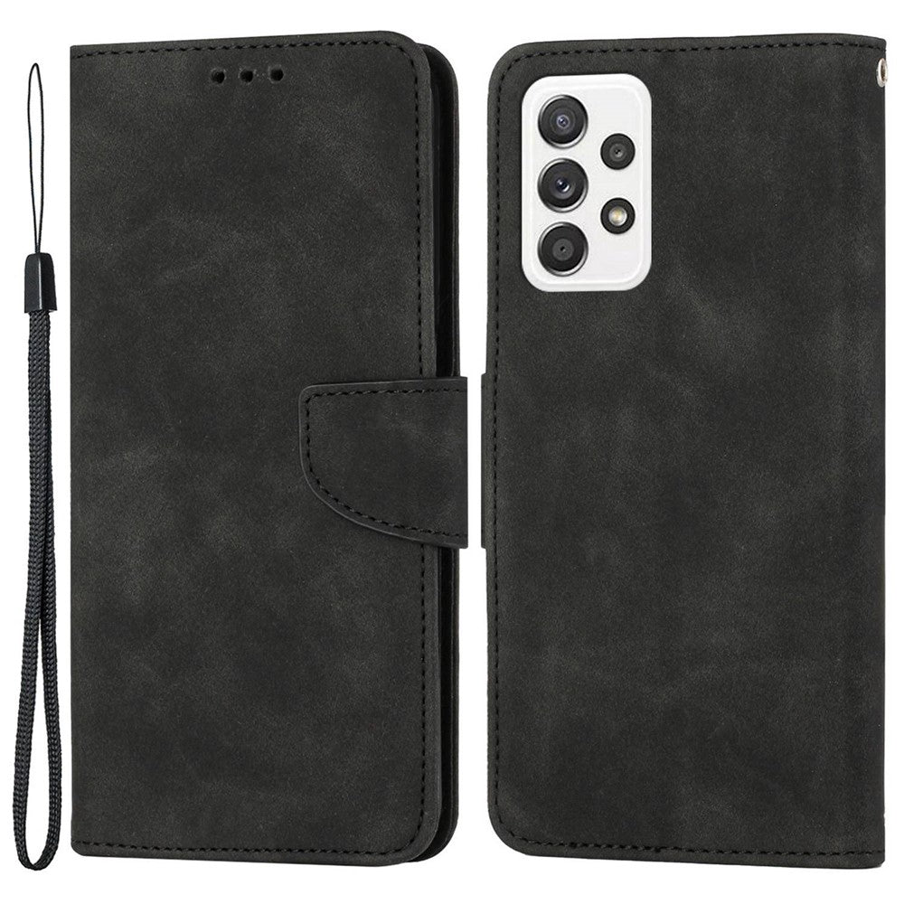 For Samsung Galaxy A52 4G/5G/A52s 5G Good Protection Magnetic Clasp PU Leather Case Solid Color Wallet Stand Anti-scratch Phone Cover
