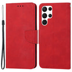 For Samsung Galaxy S22 Ultra 5G Solid Color Drop-proof Phone Case PU Leather Wallet Stand Cover