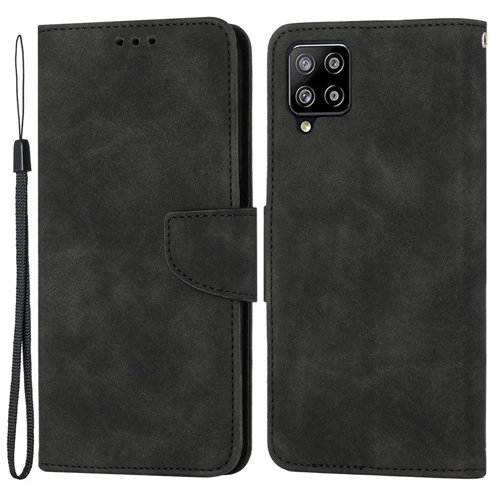 Til Samsung Galaxy A22 4G (EU-version) Ensfarvet PU-læder Stødsikkert Telefoncover med Pungstativ